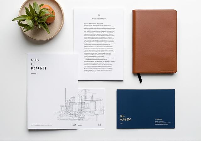 Minimalist brand design elements and corporate identity moodboard